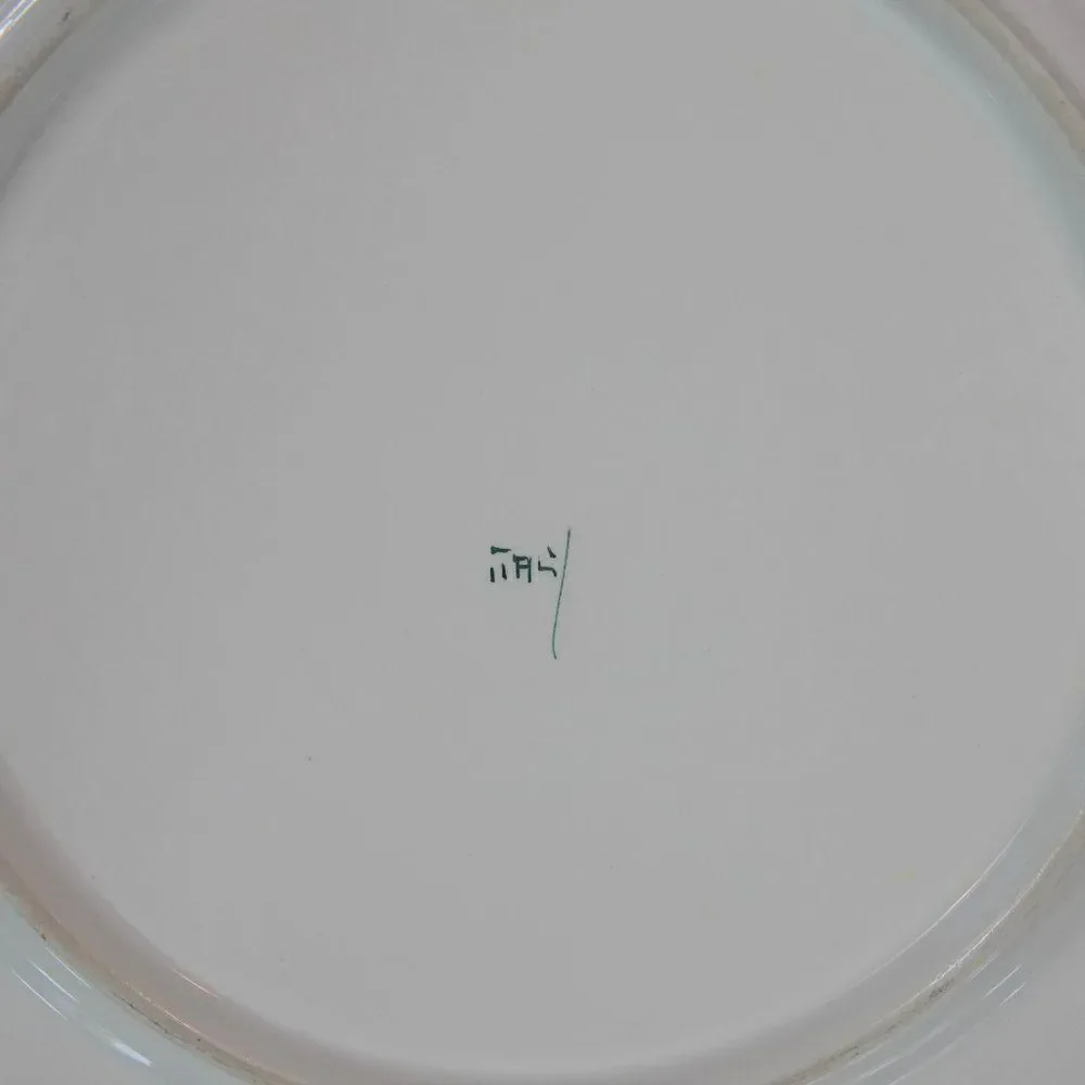 Vintage Italian Dinner Plates Set Of 4 Green Garden Ferns Flower Bud Cottagecore